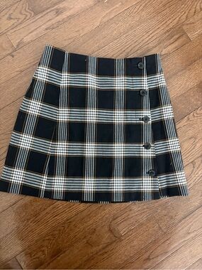 Sunday Best Black Plaid Mini Skirt with Cream & Tan Stripes